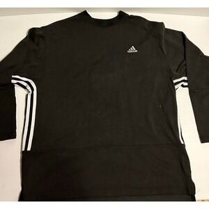 VINTAGE Adidas Mock Neck Sweatshirt Pullover Mens Medium Black Striped Logo